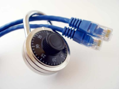 Blue Ethernet Cables and Lock