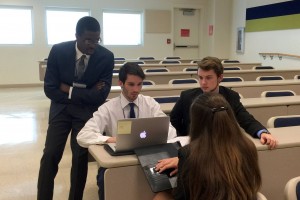 Secretary General Michael Praats leads a working group editing a Draft-Resolution at FMUN 2015.