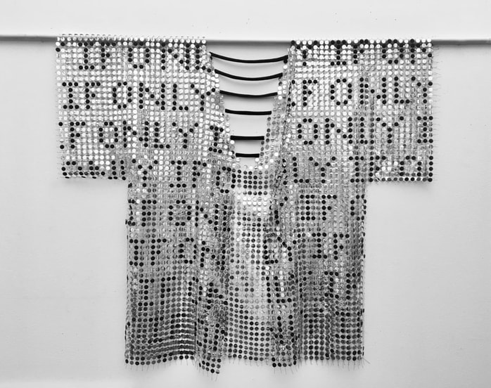    Alex McClay, Emergency blanket, fabric, thread,  24" x 36" x 2", $1200.00