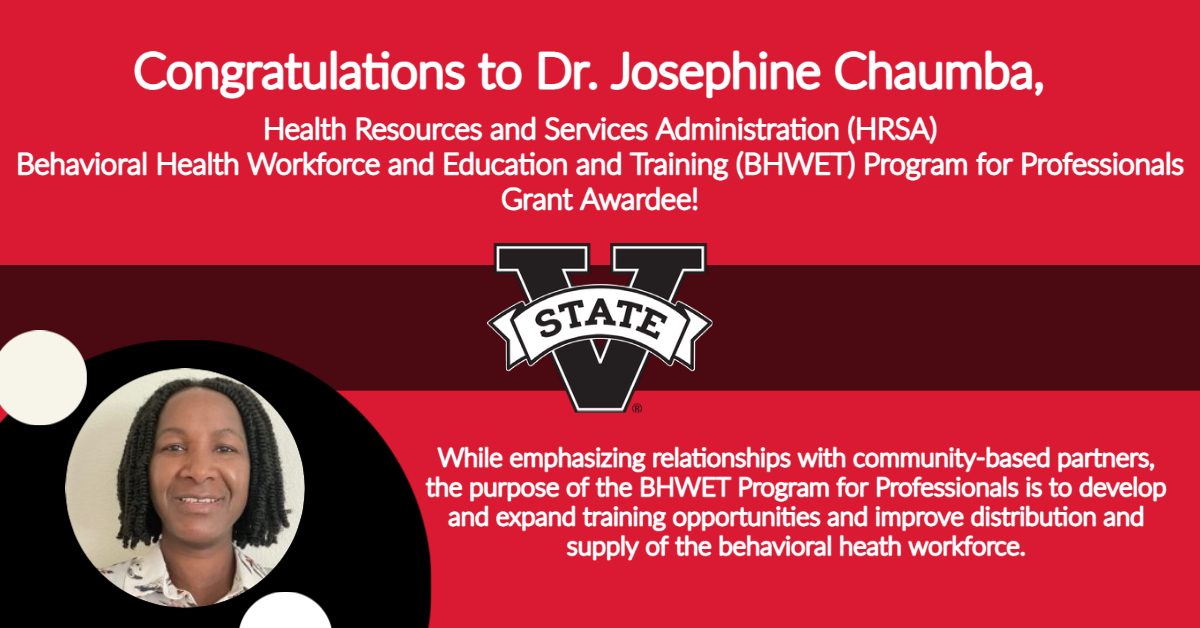You are currently viewing Congratulations to Dr. Josephine Chaumba, Health Resources and Services Administration (HRSA) Behavioral Health Workforce and Education and Training (BHWET) Program for Professionals Grant Awardee!
