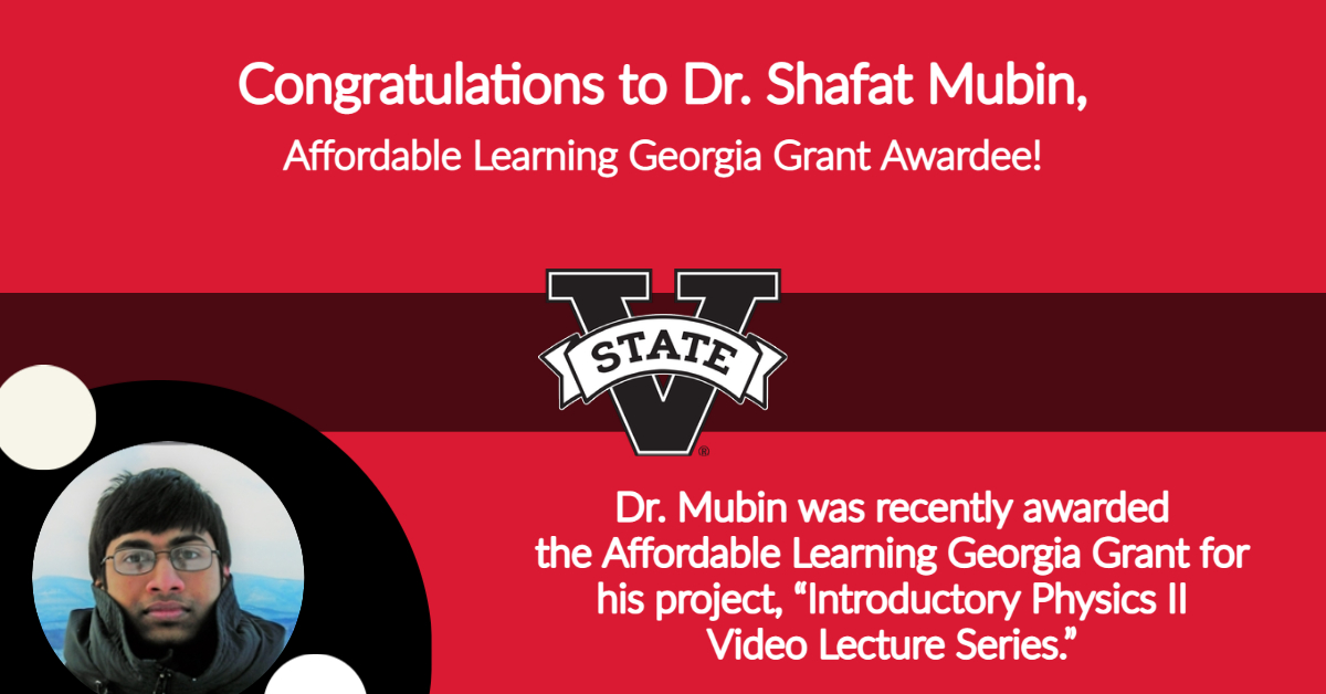 You are currently viewing Congratulations to Dr. Shafat Mubin, Affordable Learning Georgia Grant Awardee!