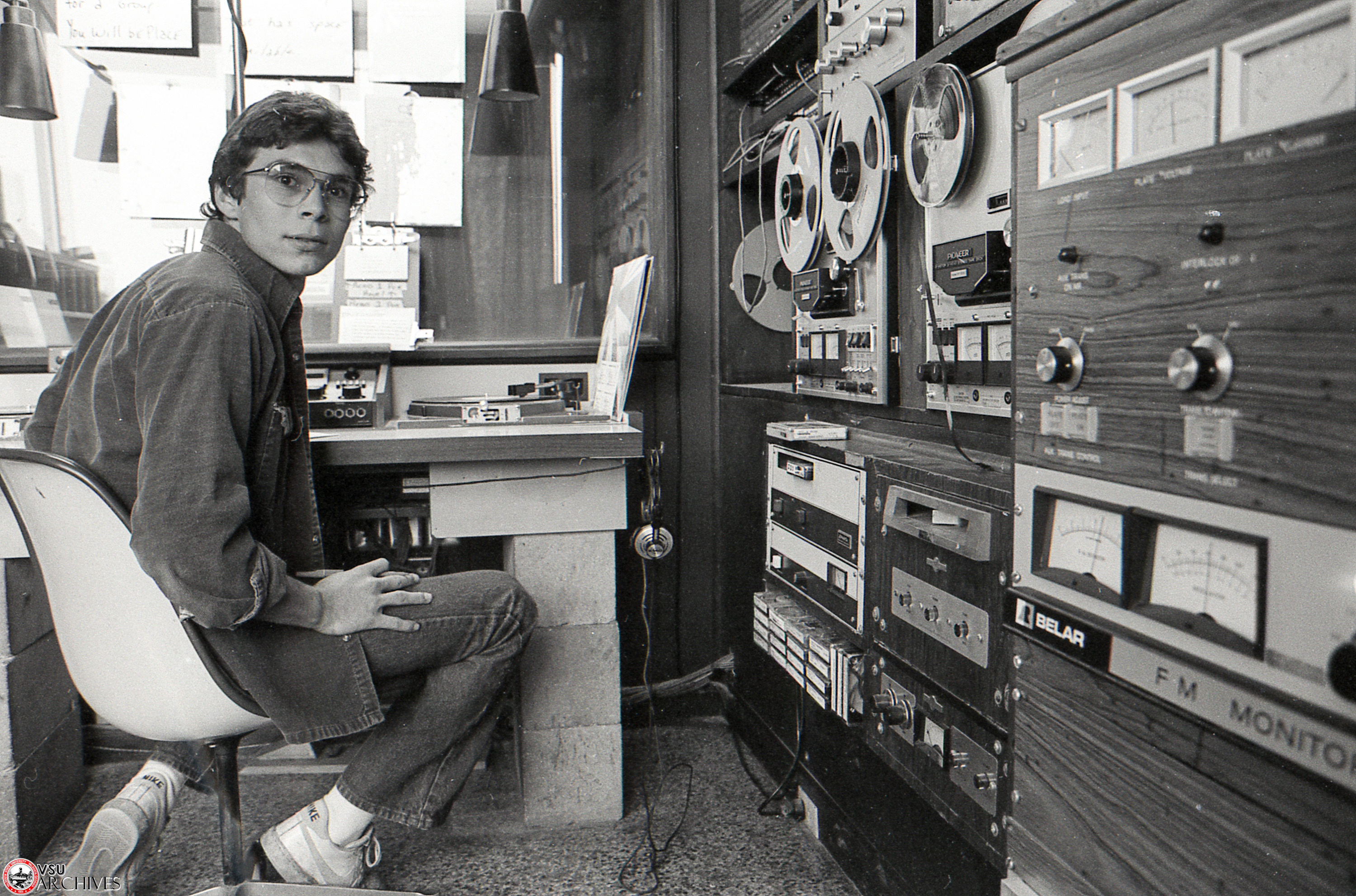 1982, DJ in Campus Radio Station Studio